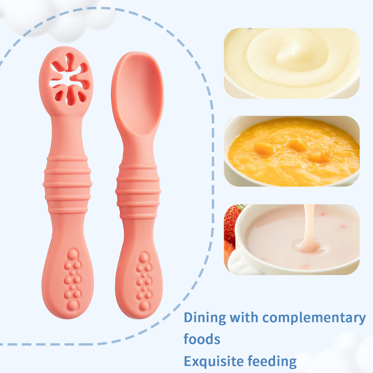 2PCS/Set Silicone Baby Spoons  - đánh giá và giá Baby Led Weaning Set