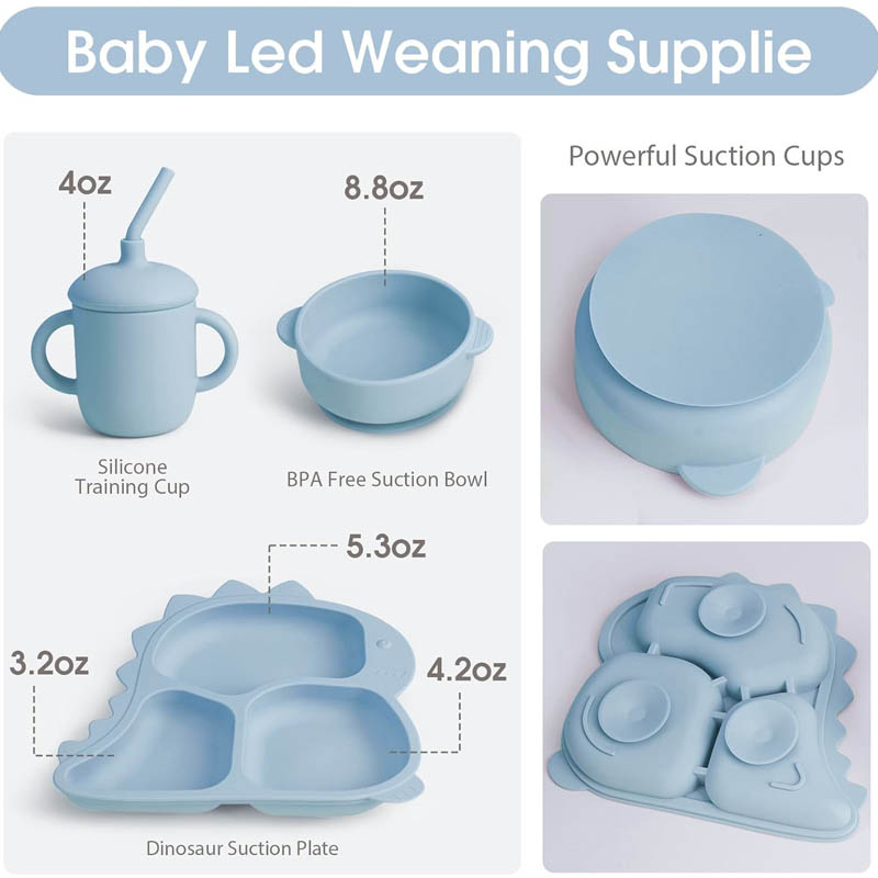 Baby Silicone Tableware Dinosa - đánh giá và giá Baby Led Weaning Set