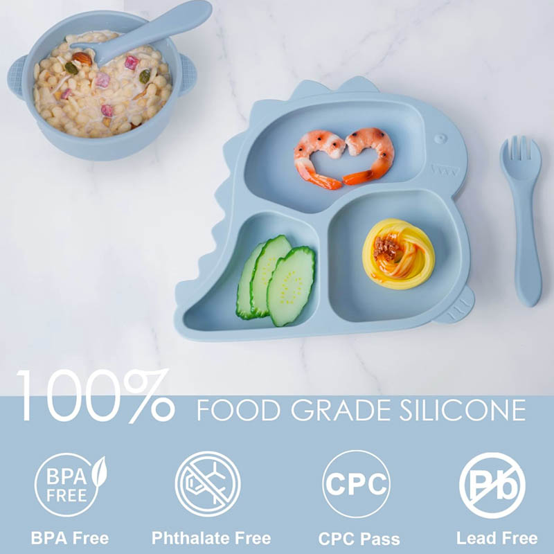 Baby Silicone Tableware Dinosa - đánh giá và giá Baby Led Weaning Set