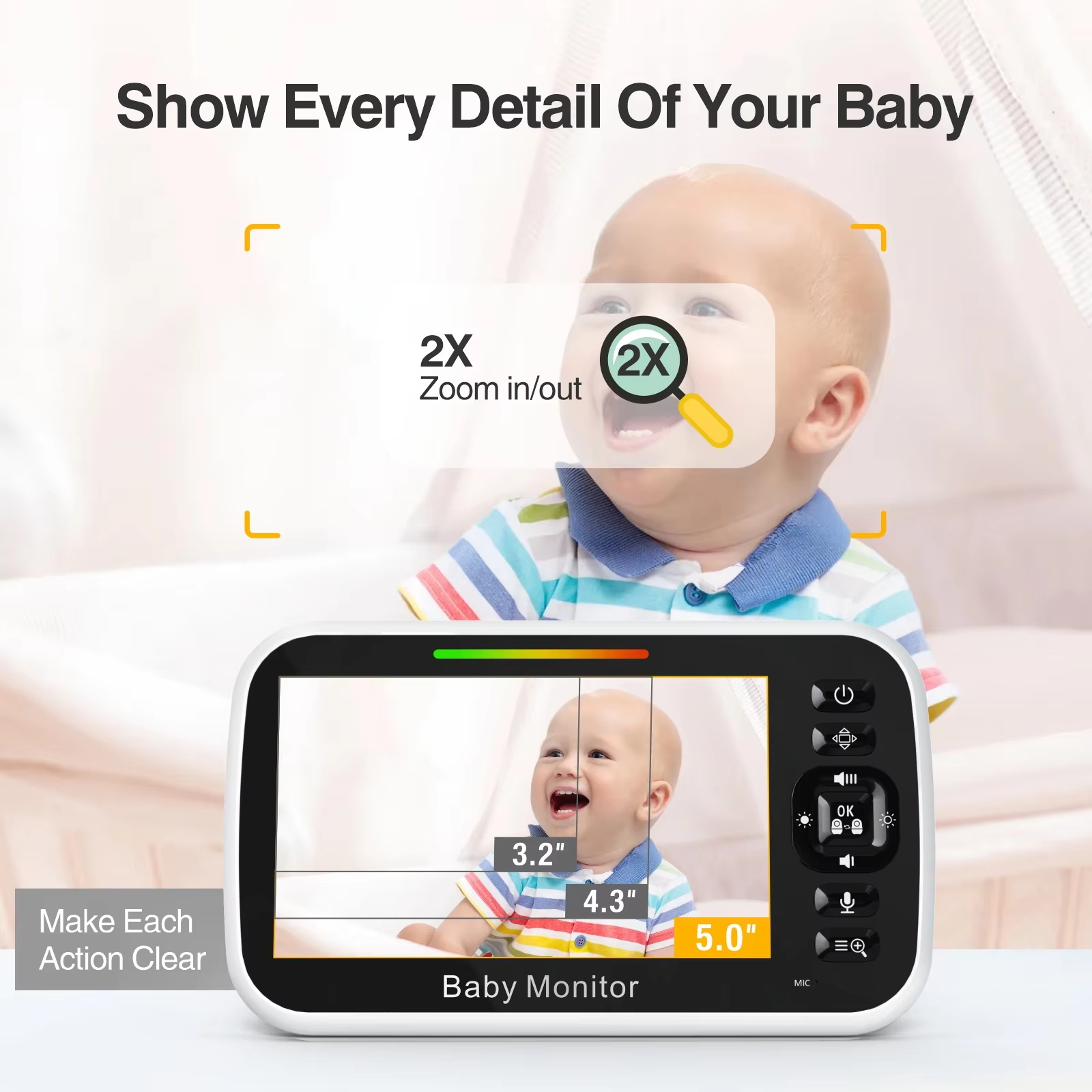5.0 Inch Baby Monitor LCD Scre - đánh giá và giá Baby Monitor Sensor